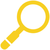 Information icon inside yellow magnifying glass